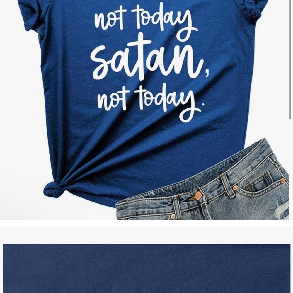Blue Graphic Tee with White Text